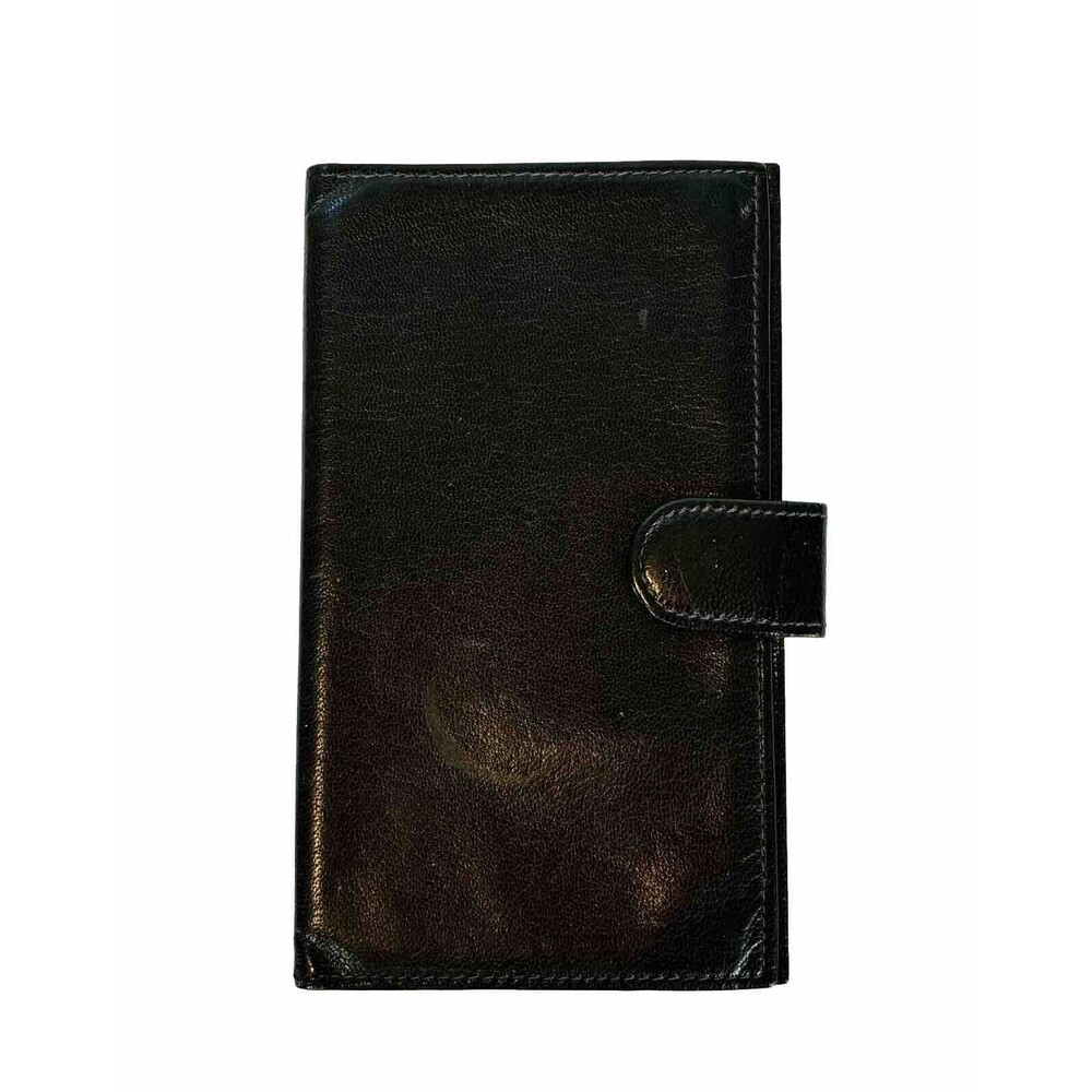 Vintage Edward Harvey Black Kidskin Leather Bifold Snap Wallet